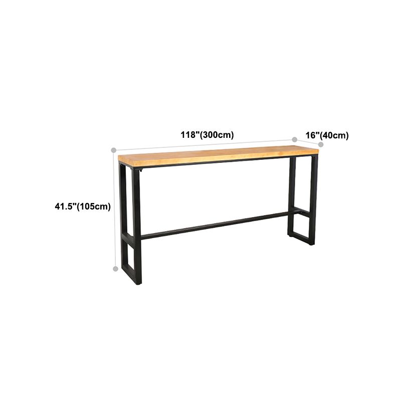 Tavolo da bistrot in legno massiccio rettangolare tavolo da pub in altezza naturale con poggiapiedi