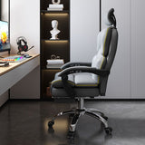 Faux lederen gamingstoel High Back Modern Home Bureau -stoel met gewatteerde armen