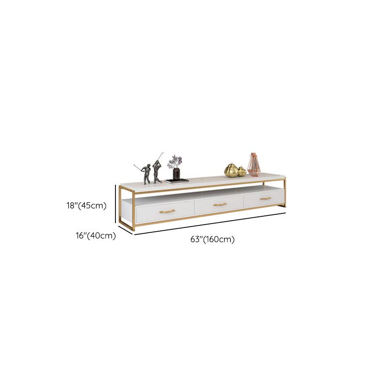 Glam TV Media Stand Console multimédia de rangement ouverte avec 3 tiroirs