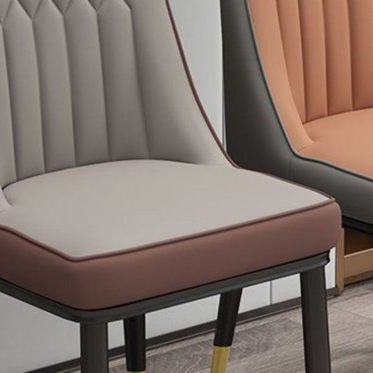 PU Leather Dining Chairs Industrial Parsons Chair with Metal Legs