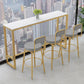 Glam Rectangle Stone Bar Table Indoor Iron Bar Table with Trestle Pedestal, Only Table Clearhalo 'Bar Furniture' 'Bar Tables' 'bar_tables' 'furn' 'furn_bar_tables' 'Furniture' 'furniture_bar_tables' 'Kitchen & Dining Furniture' 1200x1200_a076ad37-98e9-4d58-be3c-478ef075c5bb