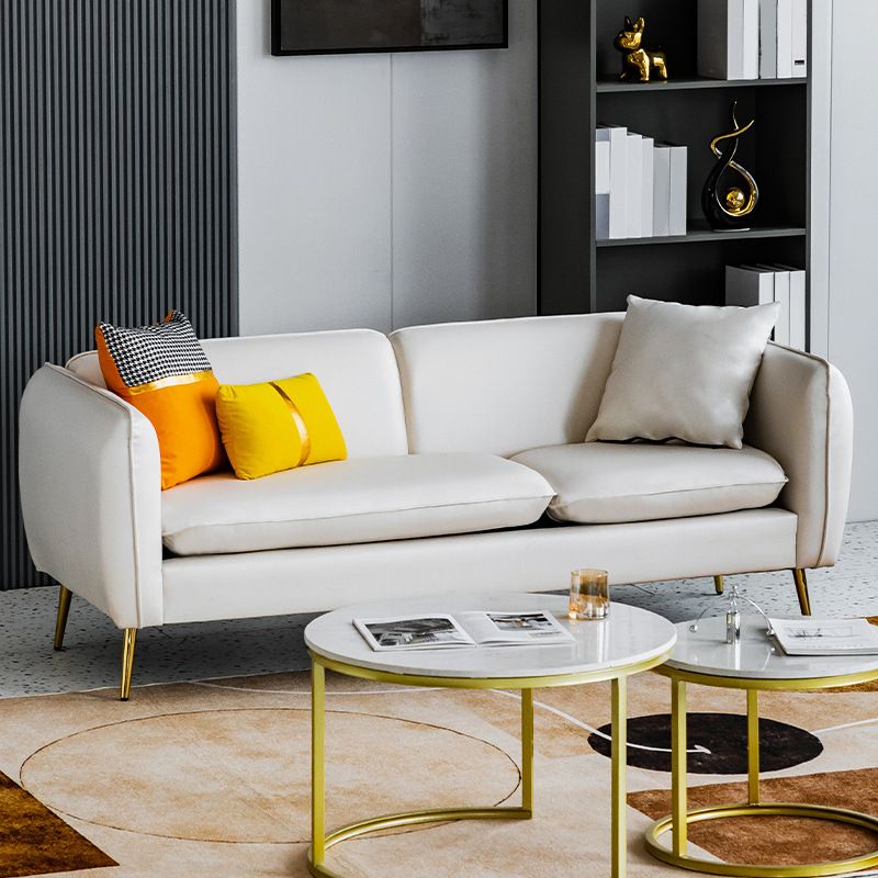 Contemporary 28.3" H Faux Leather Tuxedo Arm Sofa For Living Room