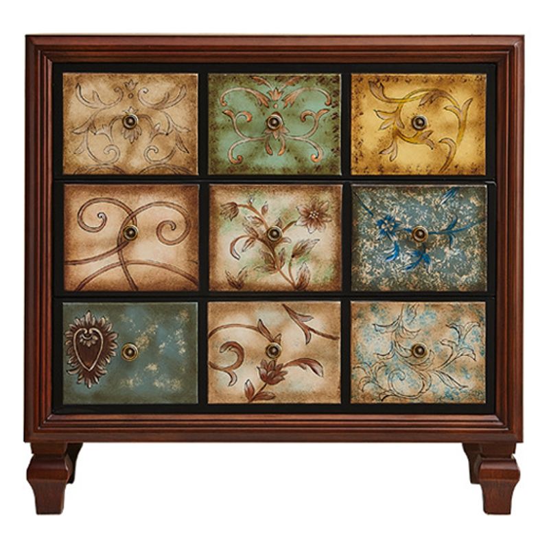 Traditionele houten slaapkamer kist horizontale opbergkast met laden