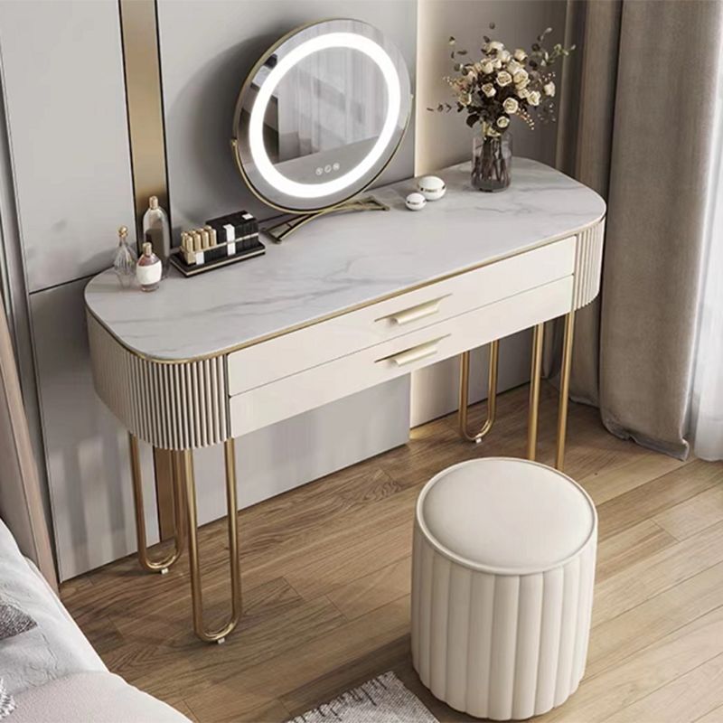 2つの引き出しメイクアップテーブルデスクスツールの女性のための虚栄心-17.72 "D