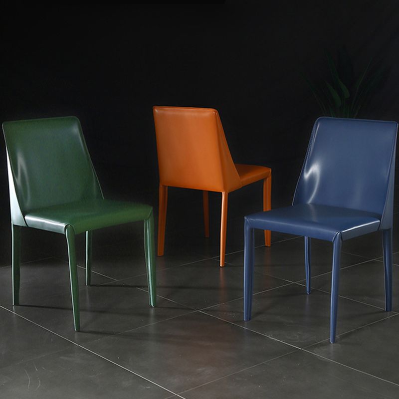 Faux Leather Contemporary Home Side Chair Matte Finish Solid Back Dining Chair