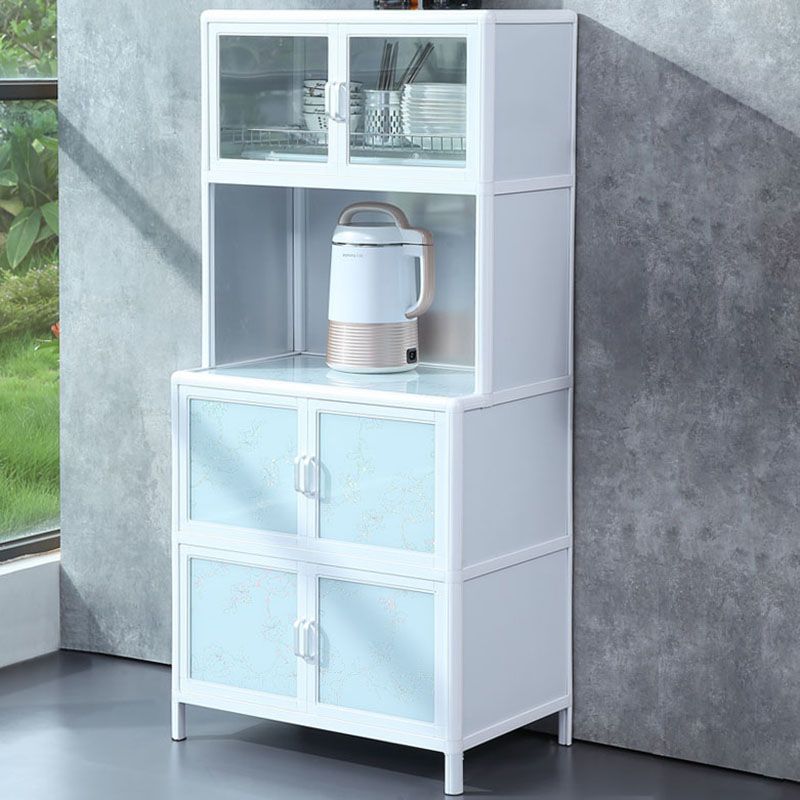 Cucina in metallo bianco buffet/console porte in vetro armadio a buffet aperto