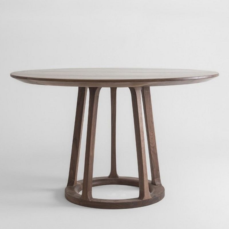 Modern Style Solid Wood Dining Table Brown Round Table with Pedestal Base for Home Clearhalo ' dining_table' 'Dining Tables & Seating' 'Dining Tables' 'furn' 'furn_dining_table' 'Furniture' 'furniture_dining_table' 'Kitchen & Dining Furniture' 'kitchen&dining_furn' 'kitchen' 'kitchen_dining_table' 1200x1200_a07c5137-b474-4934-9f83-9cd524aecaef