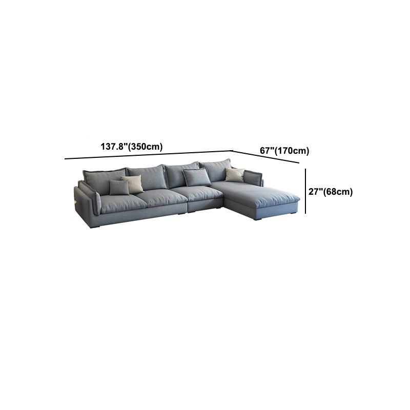 Nordic Loose Back Linen Sofa & Chaise Square Arm Cushions Sofa