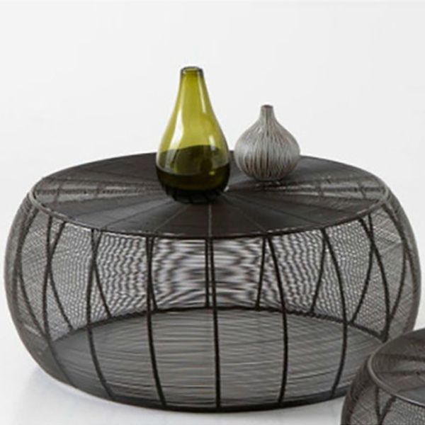 Tavolino moderno della metà del secolo con top e base di telaio in nero