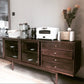 Sideboard moderno a 4 a tasto da pranzo in legno massiccio a 4 cassetto con porta scorrevole