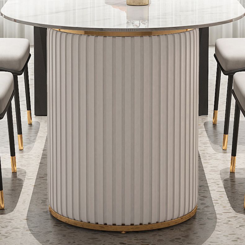 Contemporary Sintered Stone Dining Table Heteromorphic Shape Table with Double Pedestal Clearhalo ' dining_table' 'Dining Tables & Seating' 'Dining Tables' 'furn' 'furn_dining_table' 'Furniture' 'furniture_dining_table' 'Kitchen & Dining Furniture' 'kitchen&dining_furn' 'kitchen' 'kitchen_dining_table' 1200x1200_a0868561-7303-4b90-8ee0-655af0a1a483