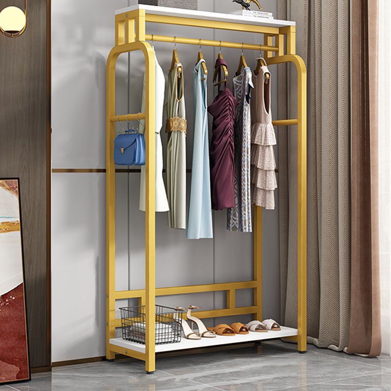 Modern Metal Entryway Kit Hanging Rail and 2 Storage Shelving Coat Hanger Clearhalo 'Entry & Mudroom Furniture' 'furn' 'furn_hall_tree_coat_racks' 'Furniture' 'Hall Trees & Coat Racks' 'hall_tree_coat_racks' 1200x1200_a088d3ef-c96a-47bd-9fbb-23777efc06e8
