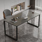 Contemporary Rectangle Writing Desk Antique Finish Office Desk with Metal Legs