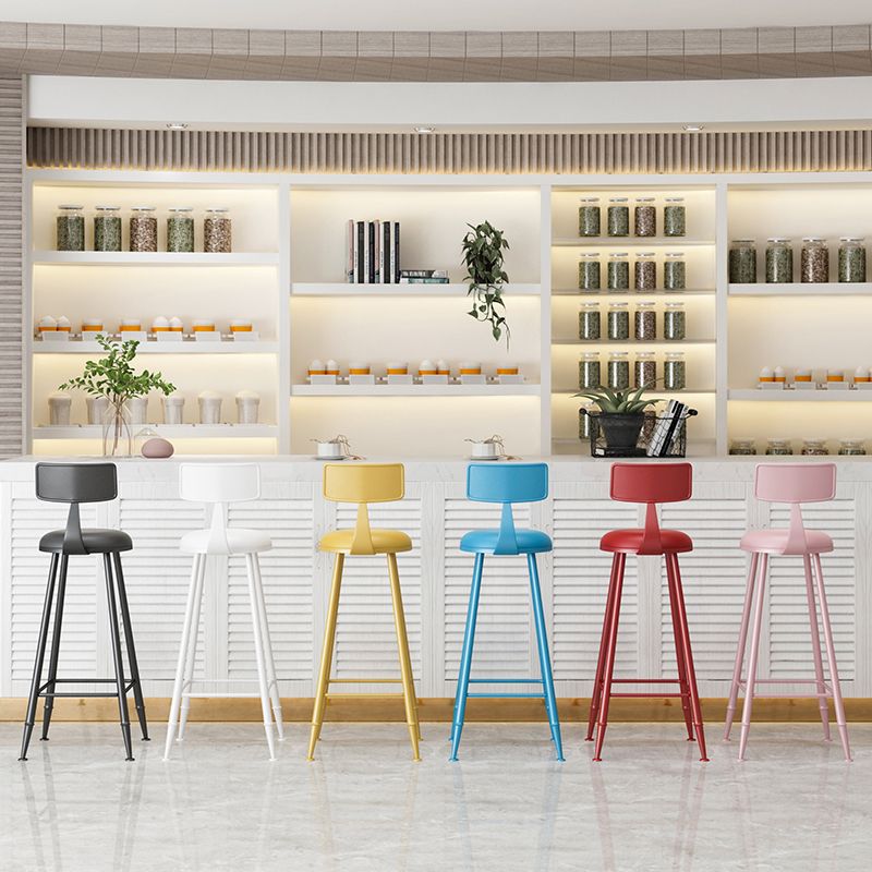 Modern Armless Backrest Counter Stool Iron Milk Tea Shop Bar Stool with Leather Cushion Clearhalo 'Bar Furniture' 'Bar Stools' 'bar_stools' 'furn' 'furn_bar_stools' 'furniture_bar_stools' 'Kitchen & Dining Furniture' 'kitchen&dining_furn' 'kitchen' 'kitchen_furn' Furniture' 1200x1200_a08b8677-8fa7-44d1-a44a-c9967cbdc6fc