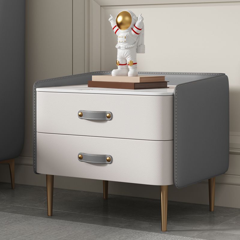 Comodino da 2 disegni moderno da 20 pollici H in pietra tavolo da notte con gambe