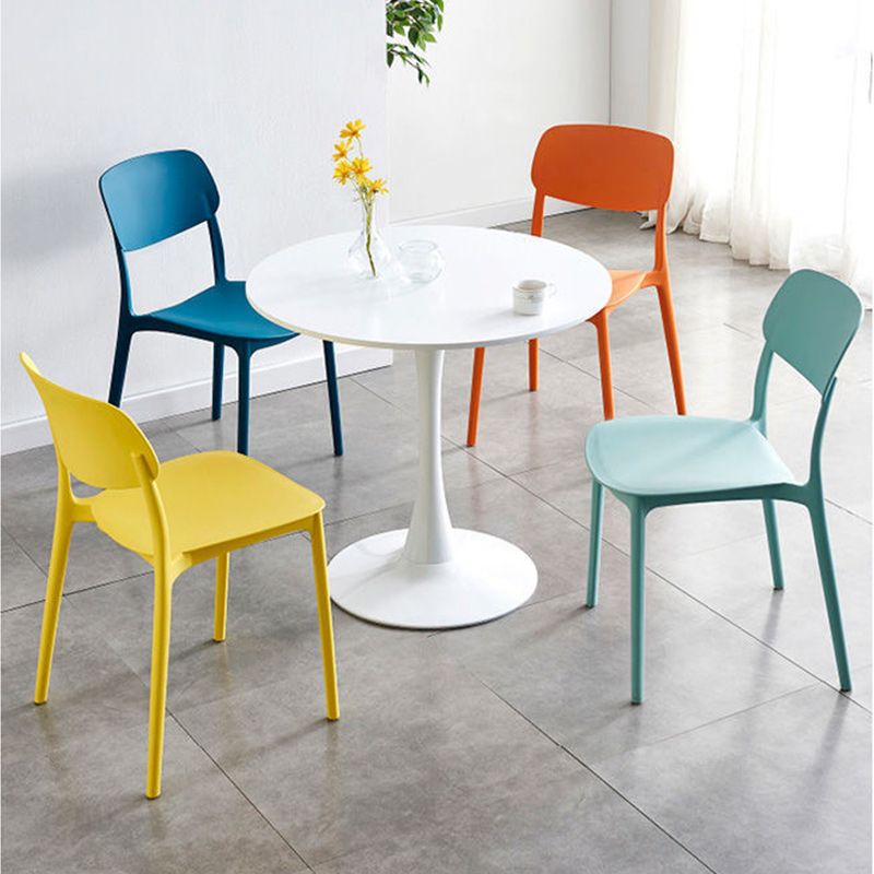 Plastic Scandinavian Armless Chair Open Back Dining Room Chair
