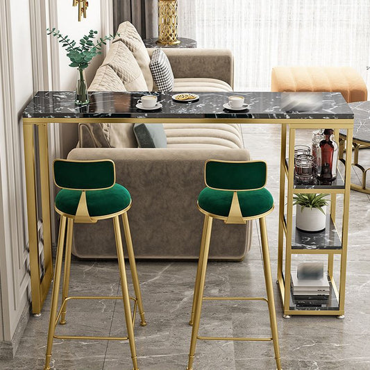 Glam Round Bar and Counter Stool Low Back Stool with 4 Gold Legs Clearhalo 'Bar Furniture' 'Bar Stools' 'bar_stools' 'furn' 'furn_bar_stools' 'Furniture' 'furniture_bar_stools' 'Kitchen & Dining Furniture' 1200x1200_a08d8de3-1927-46a2-bed3-bfa822a4cb32