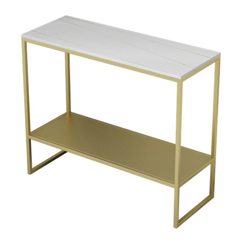 Rectangular Slate Top End Table Modern Shelf Included Side Table - 25.6" W