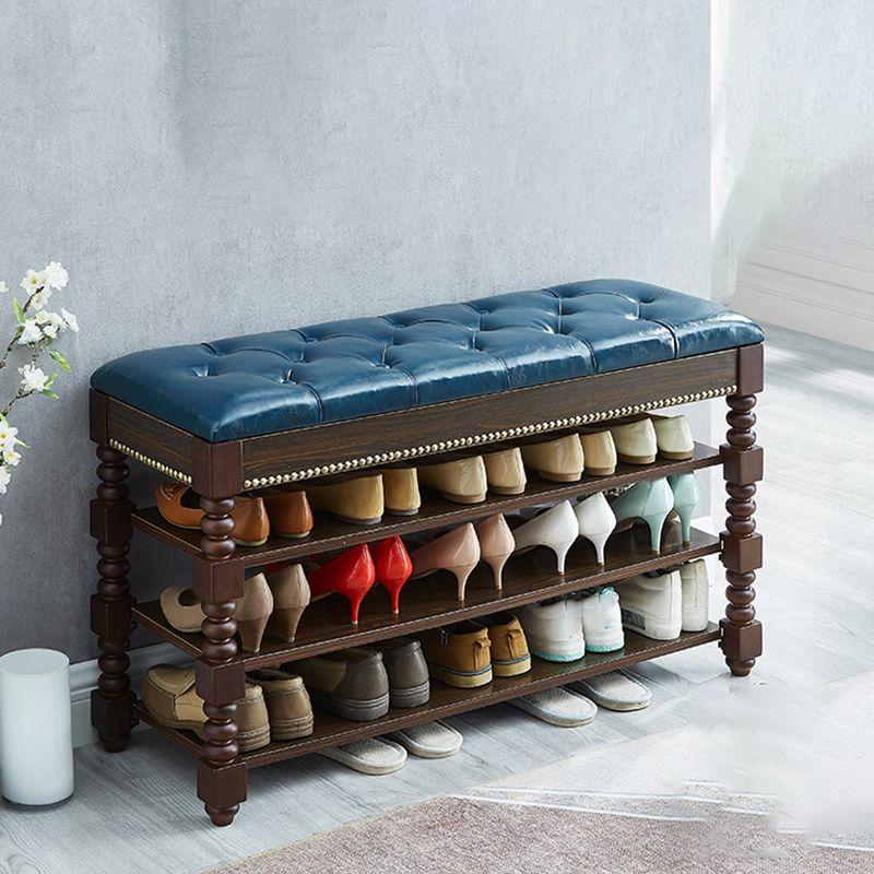 Rectangle 13.8" Wide Seating Bench Cushioned Upholstered Entryway Bench in Rubberwood Clearhalo 'Benches' 'Chairs & Seating' 'furn' 'furn_benches' 'Furniture' 'Living Room Furniture' 1200x1200_a08ff3fc-673e-4cf9-8e56-92149651985c