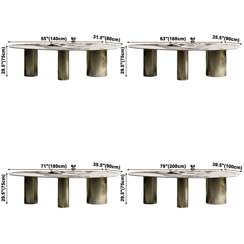 Oval Sintered Stone Dining Table Luxury Table in White with Metal 3 Legs Clearhalo ' dining_table' 'Dining Tables & Seating' 'Dining Tables' 'furn' 'furn_dining_table' 'Furniture' 'furniture_dining_table' 'Kitchen & Dining Furniture' 'kitchen&dining_furn' 'kitchen' 'kitchen_dining_table' 1200x1200_a090629d-f8f4-43db-ae01-1ba02e5e6a29