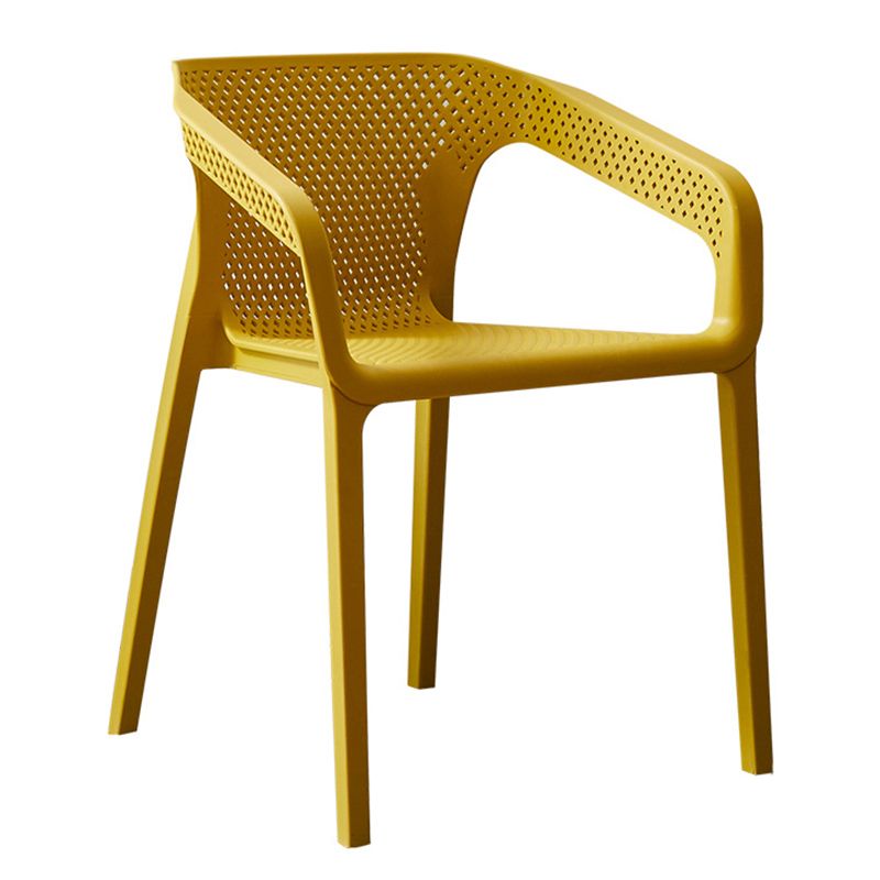 Modern Style Plastic Dining Armchair Open Back Stackable Dining Arm Chair