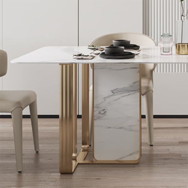 1/2/5/7 Stücke Designer -Stil Rechteck Ess Set Sintered Stone Top Dinette Tischset Set