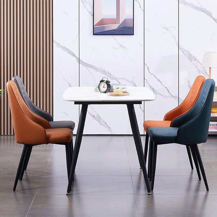 Modern Leather Dining Chair Solid Back Armless Side Chairs with Metal Legs Clearhalo ' kitchen&dining_furn' 'Dining Chairs' 'Dining Tables & Seating' 'dining_chair' 'furn' 'furn_dining_chair' 'Furniture' 'furniture_dining_chair' 'Kitchen & Dining Furniture' 'kitchen' 1200x1200_a092dd95-5f63-421d-8ac7-5bd8af58363e