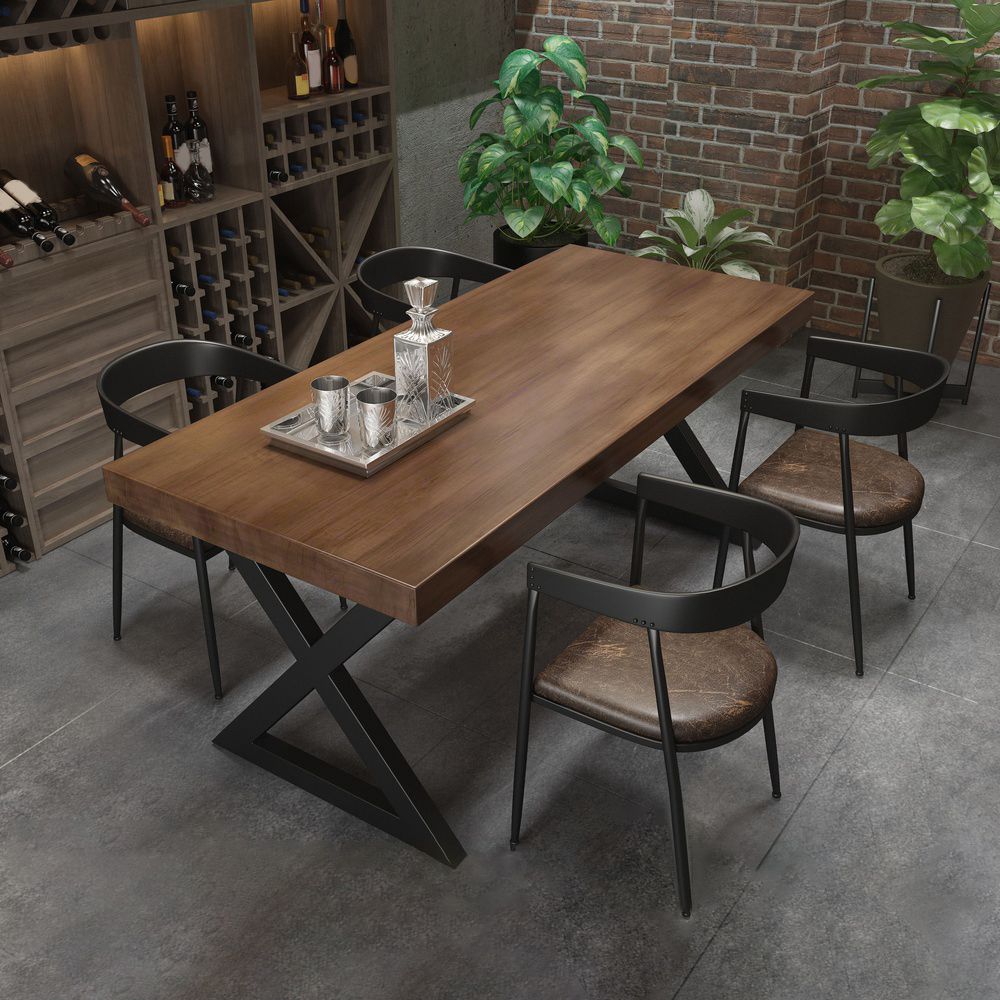 Industrial Rectangle Wood Dining Table 1/3/5/7 Pieces Dining Set for Bar Clearhalo 'Dining Room Sets' 'Dining Tables & Seating' 'dining_room_set' 'furn' 'furn_dining_room_set' 'Furniture' 'Kitchen & Dining Furniture' 1200x1200_a0938d00-80e5-4145-8753-ea78e394d7d2