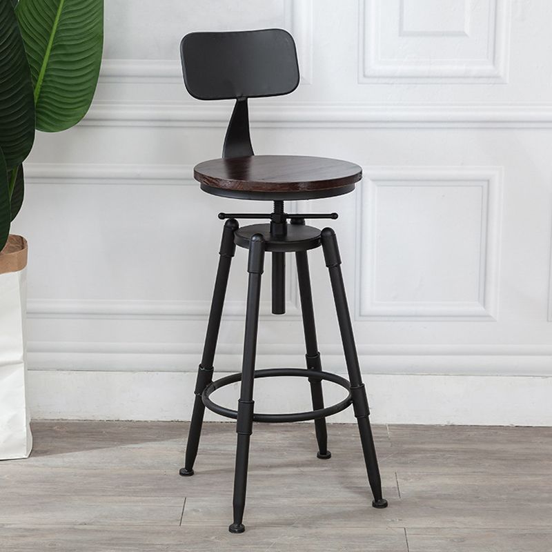 Industrial Armless Elevatable Counter Stool Iron Bar Stool with Pedal for Cafe Clearhalo 'Bar Furniture' 'Bar Stools' 'bar_stools' 'furn' 'furn_bar_stools' 'Furniture' 'Kitchen & Dining Furniture' 1200x1200_a0939e56-364c-42b1-a145-bcb125511812