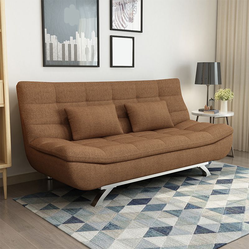 Contemporary Linen Armless Sleeper Sofa Convertible Sofa for Living Room