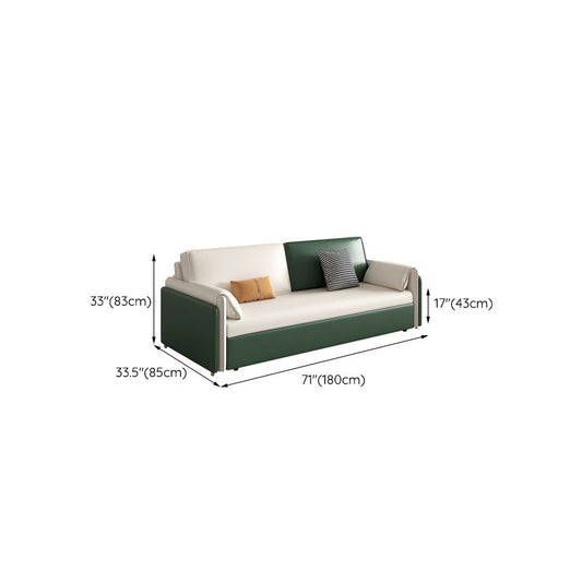 Modern Square Arms Sofa Pillows Included Solid Back Settee with Metal Legs