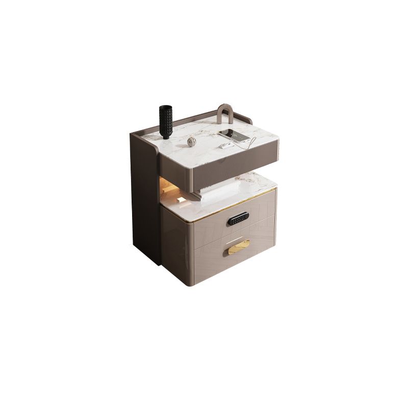 3-Drawer Nightstand with USB charging 21.65" Tall Faux Leather Nightstand