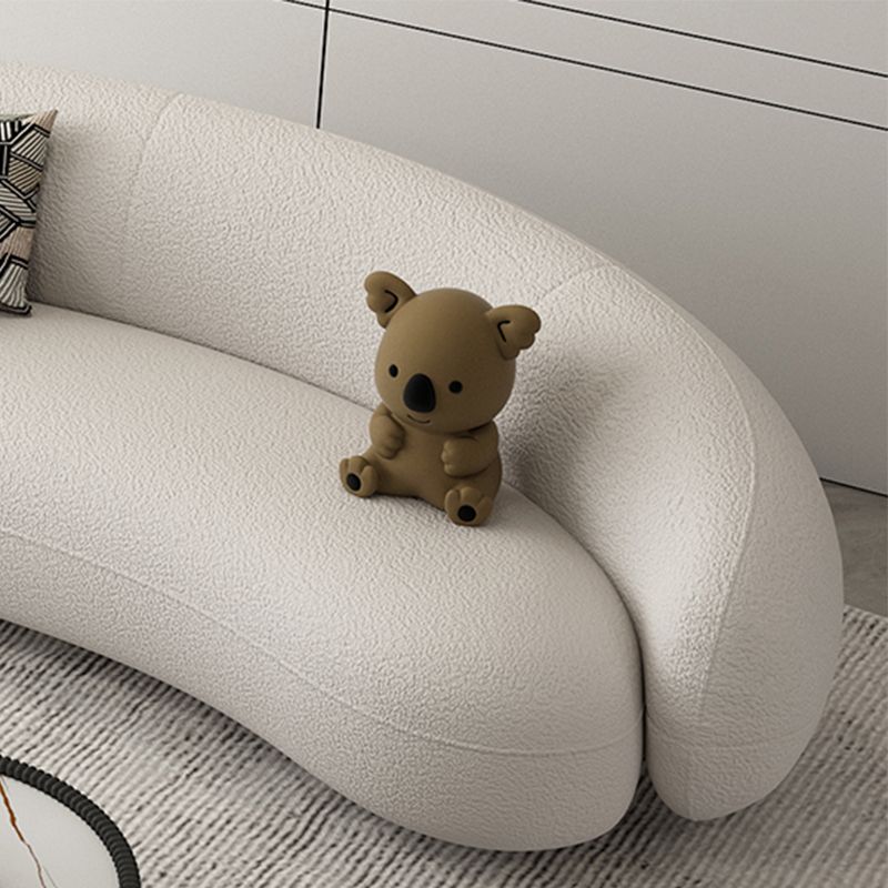 Moderne witte/grijze wol gebogen bank strakke achterkant -stationaire sectionele sectionele