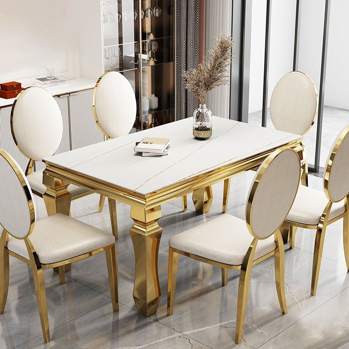 Metal Traditional Luxury Rectangle Dining Table Sintered Stone Table with 4 Legs Clearhalo ' dining_table' 'Dining Tables & Seating' 'Dining Tables' 'furn' 'furn_dining_table' 'Furniture' 'furniture_dining_table' 'Kitchen & Dining Furniture' 'kitchen&dining_furn' 'kitchen' 'kitchen_dining_table' 1200x1200_a097ce8e-aa89-488a-b660-501609759085