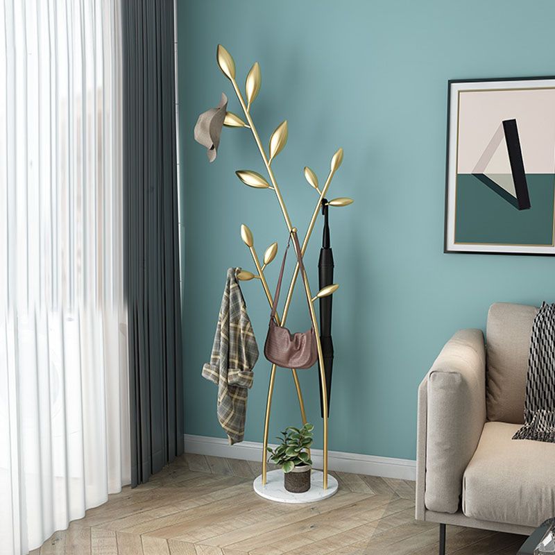 Glam Entry Hall Tree Metal Hooks Included Free Standing Coat Rack ...