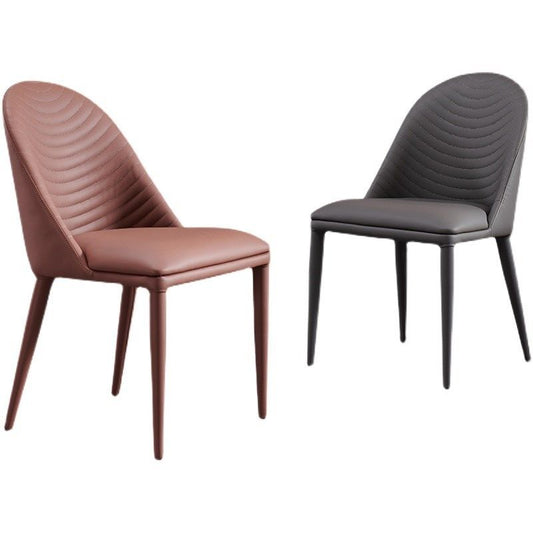 キッチン用の金属製の脚とモダンなスタイルのアームレスサイドチェアフェイクレザーチェア