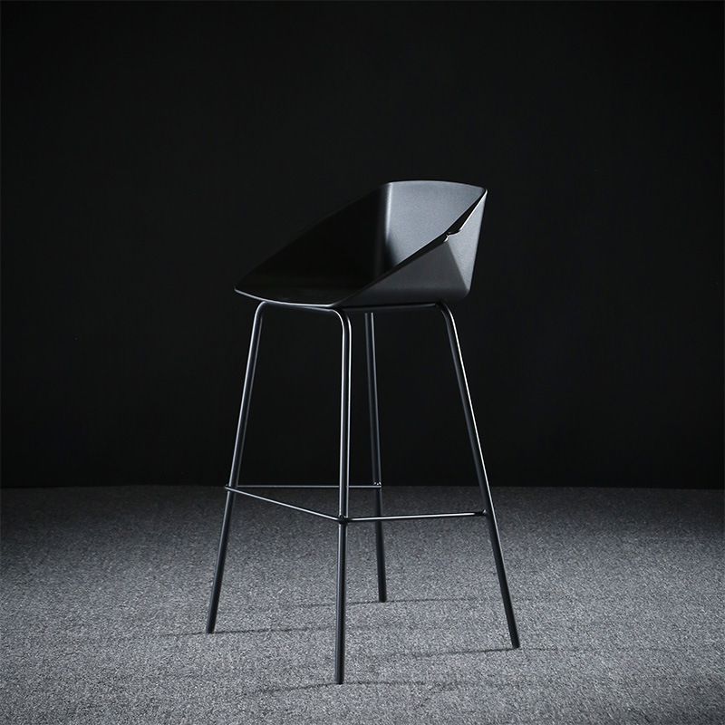 Scandinavian Metal Plastic Counter Stools Low Back Bar Stool with Footrest