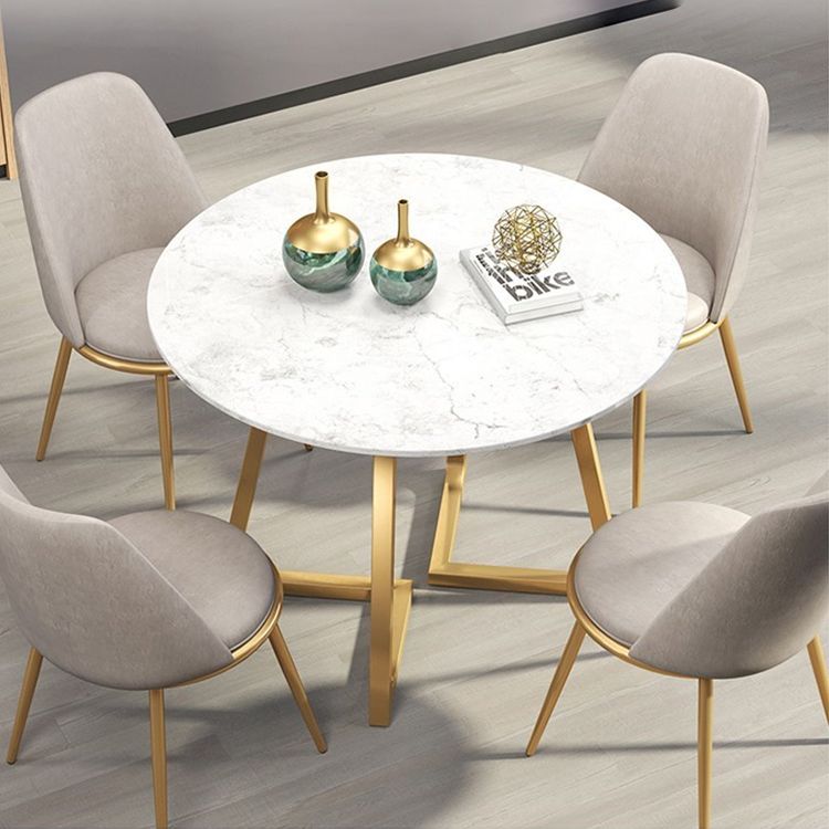 Glam 1/4/5/6 Pieces Dining Set Round Stone Dining Table for Dining Room Clearhalo 'Dining Room Sets' 'Dining Tables & Seating' 'dining_room_set' 'furn' 'furn_dining_room_set' 'Furniture' 'furniture_dining_room_set' 'Kitchen & Dining Furniture' 1200x1200_a09a5aee-8a1a-4e23-9700-10df8fa48343