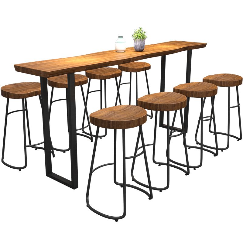 Rectangular Bar Height Table Black Legs and Metal Base Patio Bar Table Clearhalo 'Bar Furniture' 'Bar Tables' 'bar_tables' 'furn' 'furn_bar_tables' 'Furniture' 'Kitchen & Dining Furniture' 1200x1200_a09c5192-7cb9-45e4-8d1d-524c96525736
