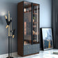 Scandinavian Faux Wood Storage Cabinet Black Glass Doors Display Cabinet for Bedroom Clearhalo 'Display & China Cabinets' 'display_china_cabinets' 'furn' 'furn_display_china_cabinets' 'Furniture' 'Kitchen & Dining Furniture' 1200x1200_a09c598e-51aa-432b-a542-6a7274736595