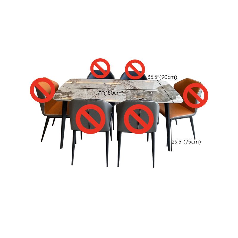 Contemporary Stone Rectangular Dining Table with 4 Steel Foot Clearhalo 'Dining Tables & Seating' 'Dining Tables' 'dining_table' 'furn' 'furn_dining_table' 'Furniture' 'Kitchen & Dining Furniture' 1200x1200_a09e8752-abf1-4630-8352-1c19b3998265