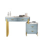 Faux Leather Makeup Dressing Table Stool Set Blue Makeup Vanity