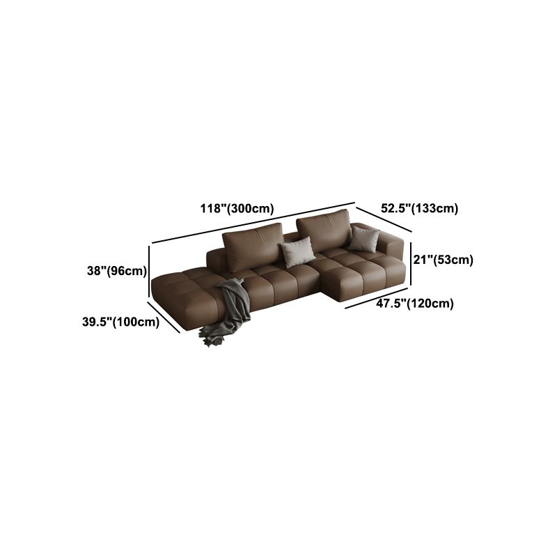 Dark Brown Faux Leather Sectional Stain-Resistant One Arm Sectional for Living Room Clearhalo 'furn' 'furn_sectionals' 'Furniture' 'Living Room Furniture' 'Sectionals' 1200x1200_a09f07b0-9bcb-4ddc-959d-cbd434d1b44c