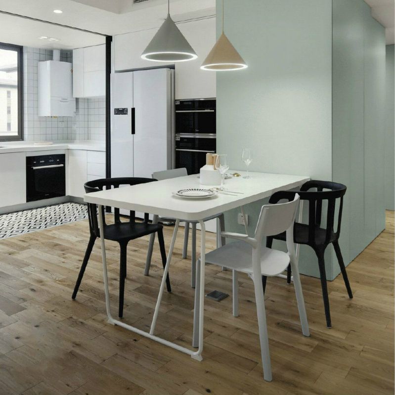 Rectangle Shape Luxury Dining Table White Sled Base Table with Solid Wood Clearhalo ' dining_table' 'Dining Tables & Seating' 'Dining Tables' 'furn' 'furn_dining_table' 'Furniture' 'furniture_dining_table' 'Kitchen & Dining Furniture' 'kitchen&dining_furn' 'kitchen' 'kitchen_dining_table' 1200x1200_a0a01af2-02be-4388-b8e3-0825d2934986