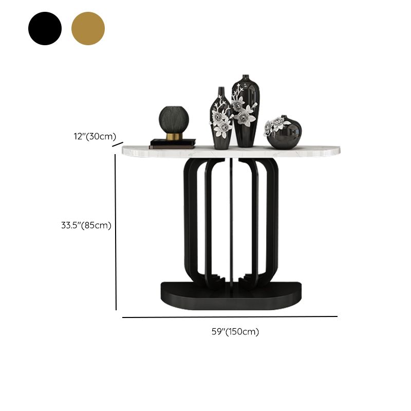 Glam Marble Console Accent Table Half Moon Console Sofa Table for Hall Clearhalo 'Console Tables' 'console_tables' 'Entry & Mudroom Furniture' 'furn' 'furn_console_tables' 'Furniture' 1200x1200_a0a08f6e-b0d8-4864-af76-cf608aa08890