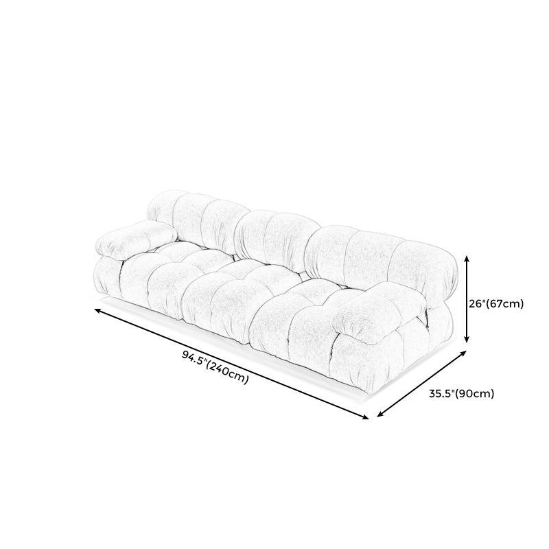 Contemporary Biscuit Back Sofa 26.38"High Velvet Couch for Living Room,White Clearhalo 'furn' 'furn_sofas' 'Furniture' 'furniture_sofas' 'kitchen' 'kitchen_sofas' 'Living Room Furniture' 'Sofa' 'sofas' 1200x1200_a0a214b9-c891-46fd-a123-e34f8b7ea6eb