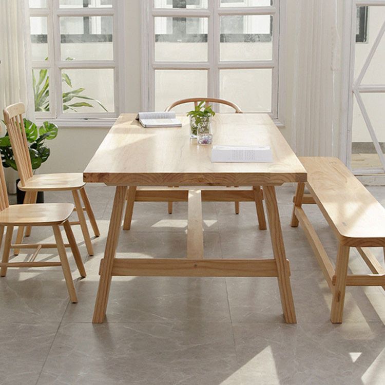 Rectangle Pine Solid Wood Table Modern Indoor Dining Table with Trestle Base for Restaurant Clearhalo ' dining_table' 'Dining Tables & Seating' 'Dining Tables' 'furn' 'furn_dining_table' 'Furniture' 'furniture_dining_table' 'Kitchen & Dining Furniture' 'kitchen&dining_furn' 'kitchen' 'kitchen_dining_table' 1200x1200_a0a236cc-08cf-4f5e-aca3-86137dde9194