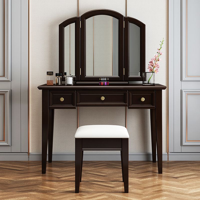 Traditional 3-piece Mirrored Vanity Set 3 Storage Drawers Dresser Clearhalo 'Bedroom Furniture' 'furn' 'furn_makeup_vanities' 'Furniture' 'Makeup Vanities' 'makeup_vanities' 1200x1200_a0a5fa44-8892-466b-8d64-c0c459d8c48f