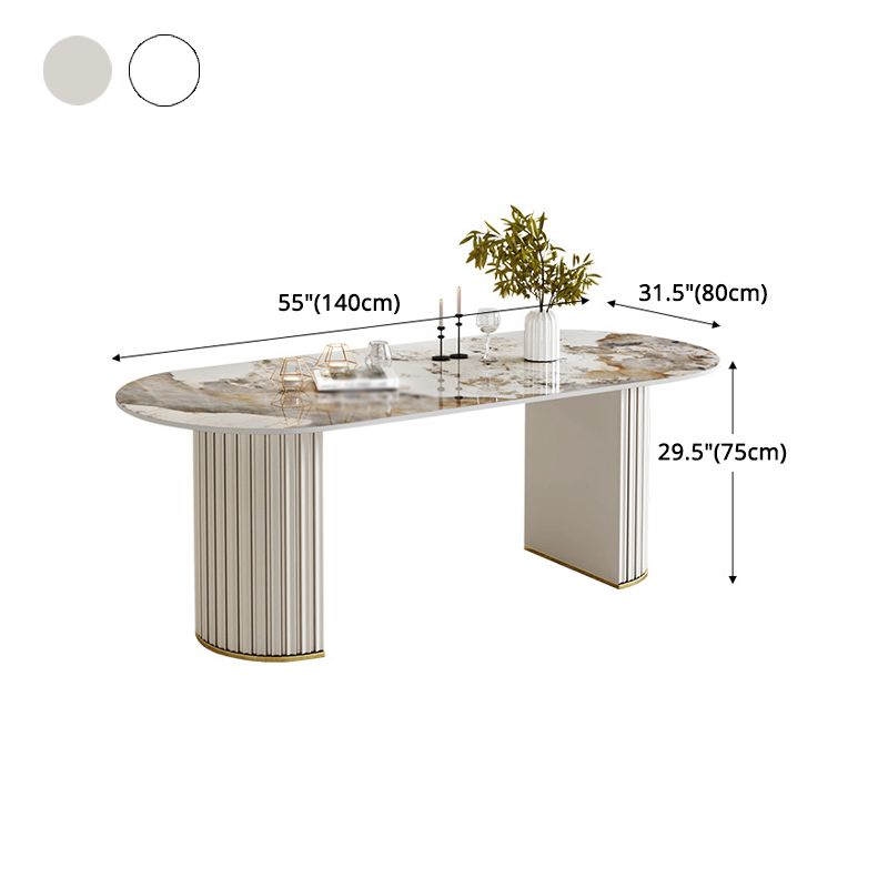 Glam 1/2/5/6/7 Pieces Dining Set Oval Sintered Stone Dining Table Set Clearhalo 'Dining Room Sets' 'Dining Tables & Seating' 'dining_room_set' 'furn' 'furn_dining_room_set' 'Furniture' 'furniture_dining_room_set' 'Kitchen & Dining Furniture' 1200x1200_a0a64b4a-d9a5-46ef-940c-3b0ef04ed52e