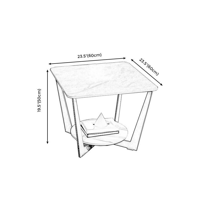 Cross Table Base Design Black Metal Base Marble Table Top Square Side Table